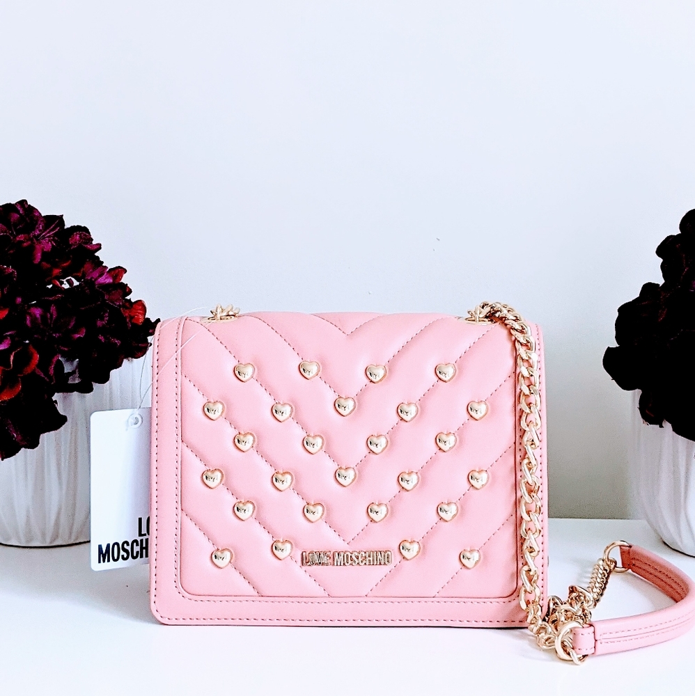 NWT Love Moschino Pink Chevron Quilted Bag - Picture 2 of 12